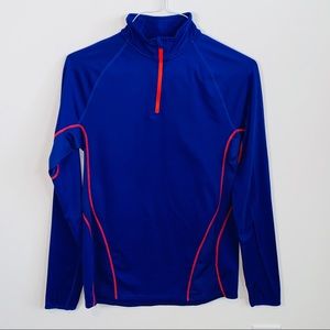 Purple & Neon Orange Long Sleeve Pull Over Workout Top with Thumb Holes Size S